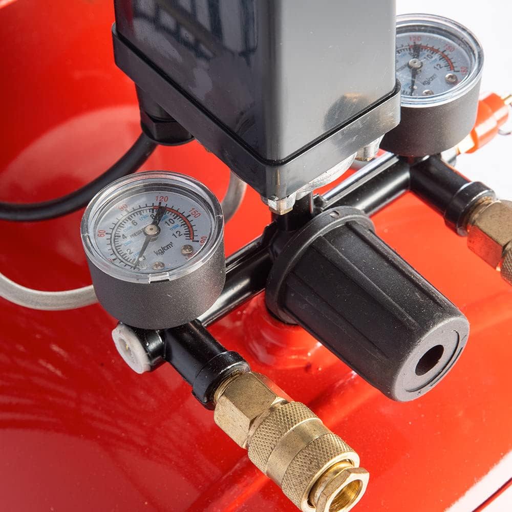 AMC Compressore ad aria pressione 8 bar elettrico coassiale 3 Hp incluso Kit Accessori motore potente termicamente silenziato protetto con Carcassa esterna in alluminio'