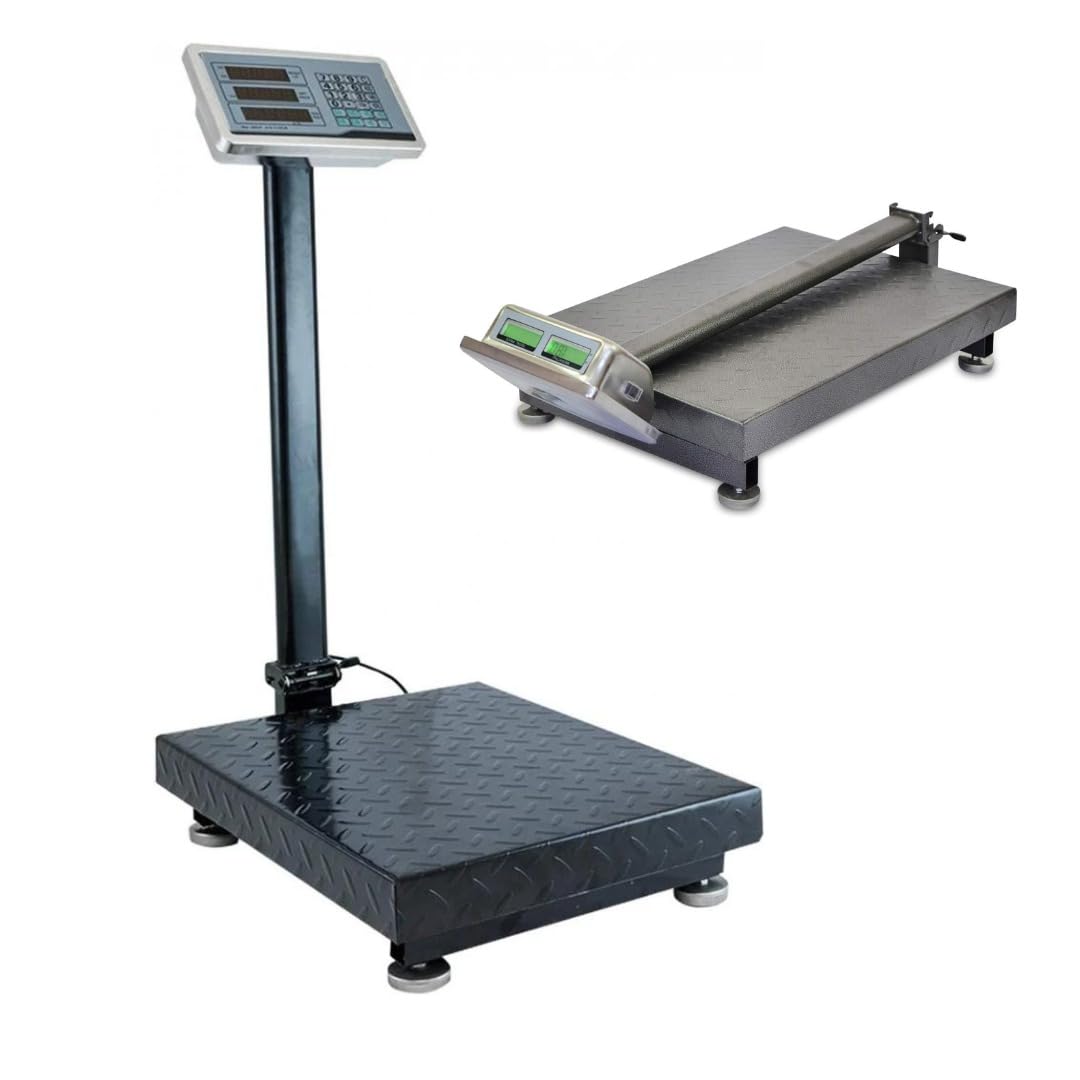 AMC Bilancia Digitale Elettronica Professionale 300 Kg Con Display bilancia industriale ricaricabile per utilizzarla in Negozio, Casa, Azienda o Attività ambulante